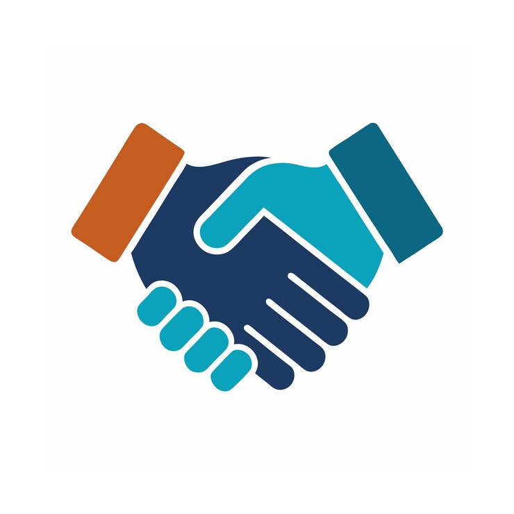 Vettore illustrazione di stretta di mano per accordi commerciali e partnership