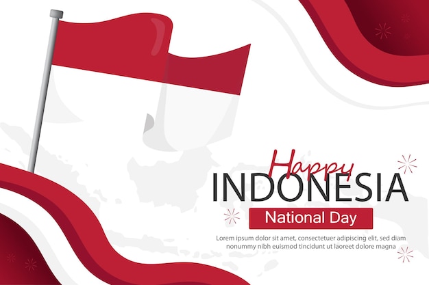 Illustrazione di striscioni della giornata nazionale dell'Indonesia con la bandiera del paese