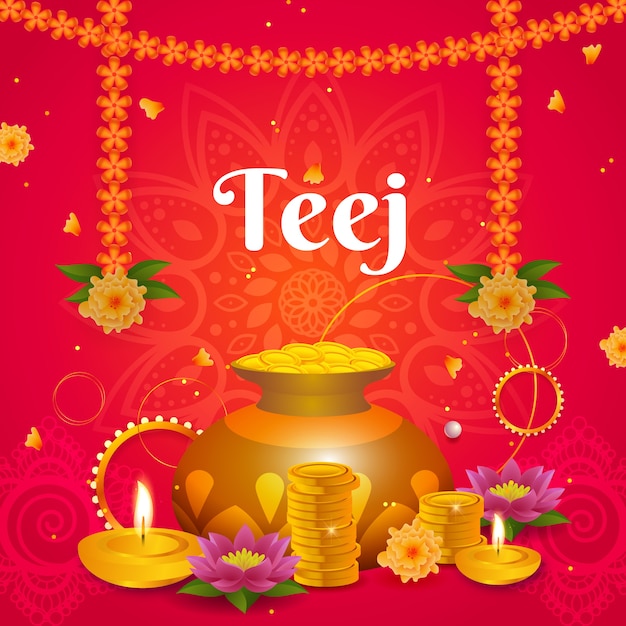 Illustrazione di teej sfumata con candele e fiori