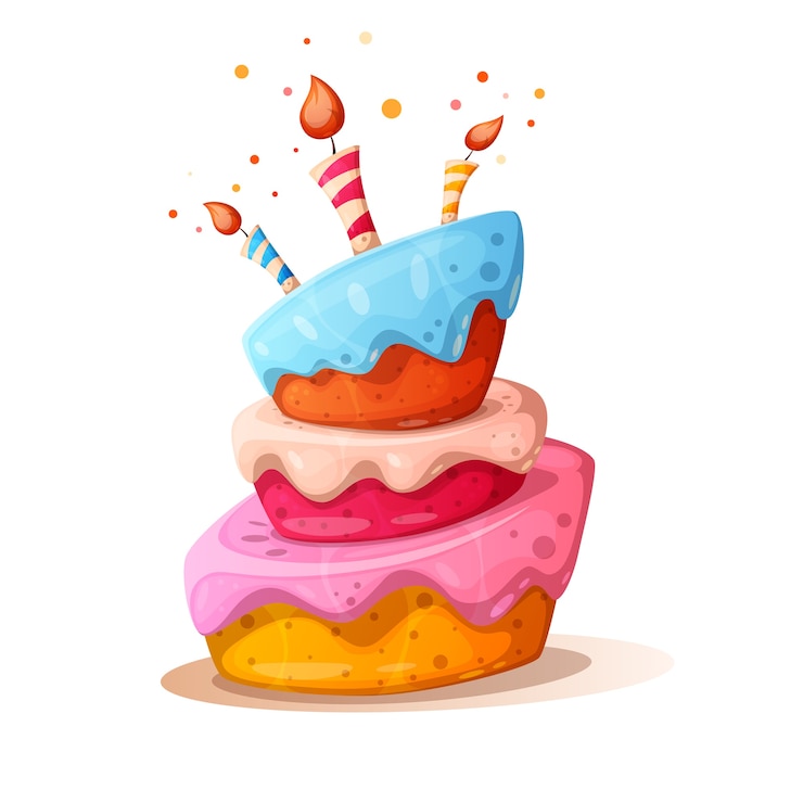 Vettore illustrazione di torta del fumetto con la candela