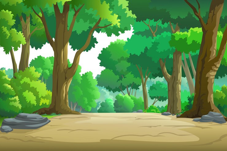 Vettore illustrazione di un albero e grafico della giungla