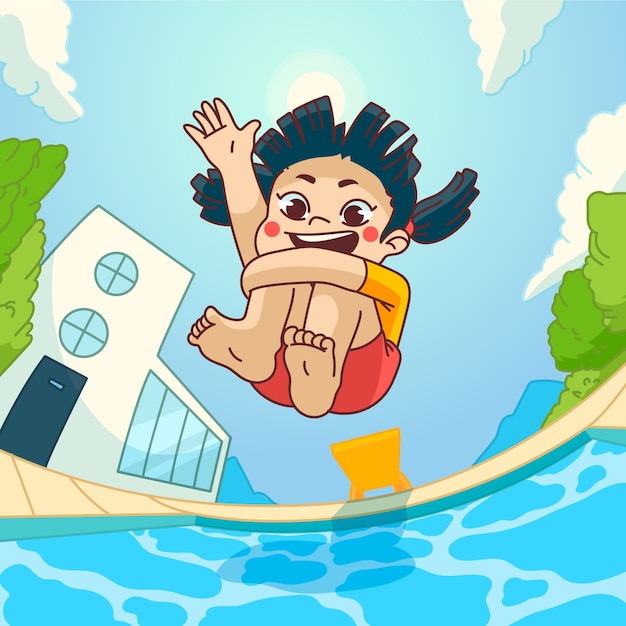 Illustrazione di un bambino asiatico disegnata a mano