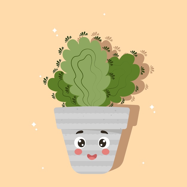 illustrazione di un cactus in una pentola, banner pronto con un cactus in una pentola, cura delle piante d'appartamento