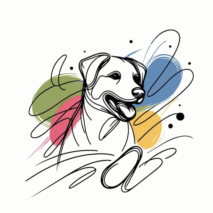 Vettore illustrazione di un cane con uno stile artistico estetico semplice per poster