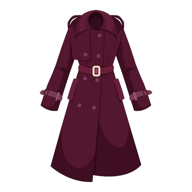 Vettore illustrazione di un cappotto marrone con una fibbia di cintura su uno sfondo bianco semplice concept di moda illustrazione vettoriale