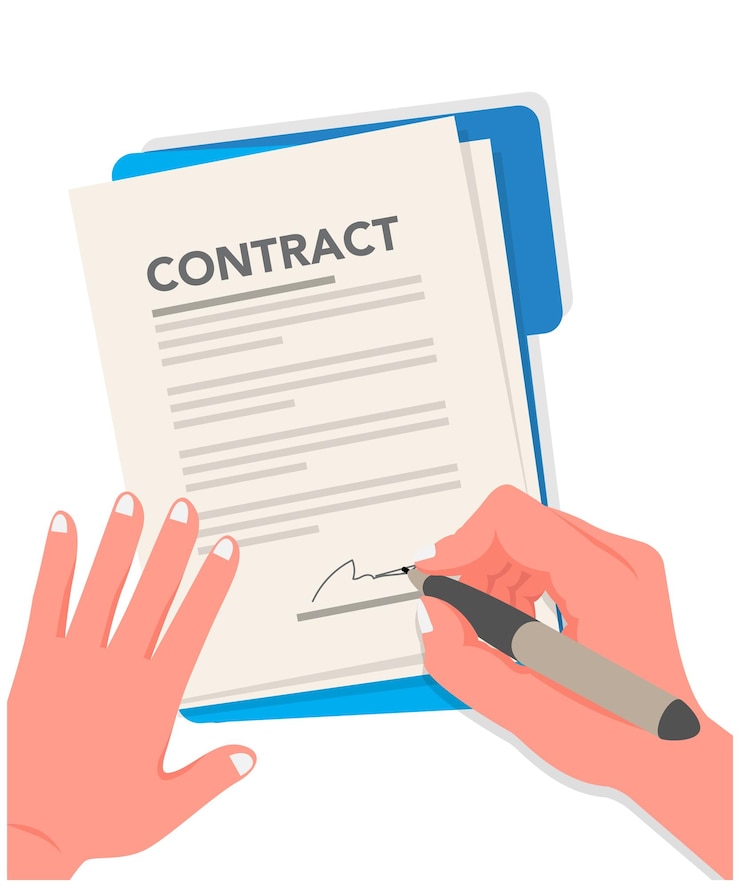 Vettore illustrazione di un contratto firmato a mano