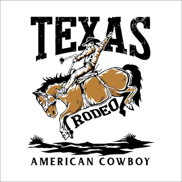 Illustrazione di un cowboy del Texas Rodeo