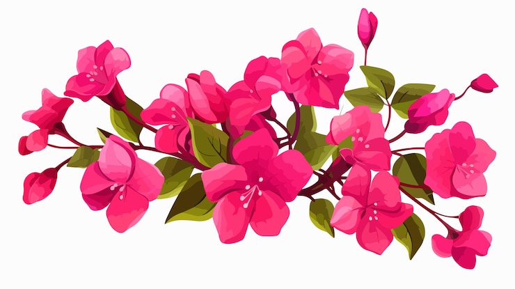 Vettore illustrazione di un fiore di bougainvillea vibrante su uno sfondo bianco