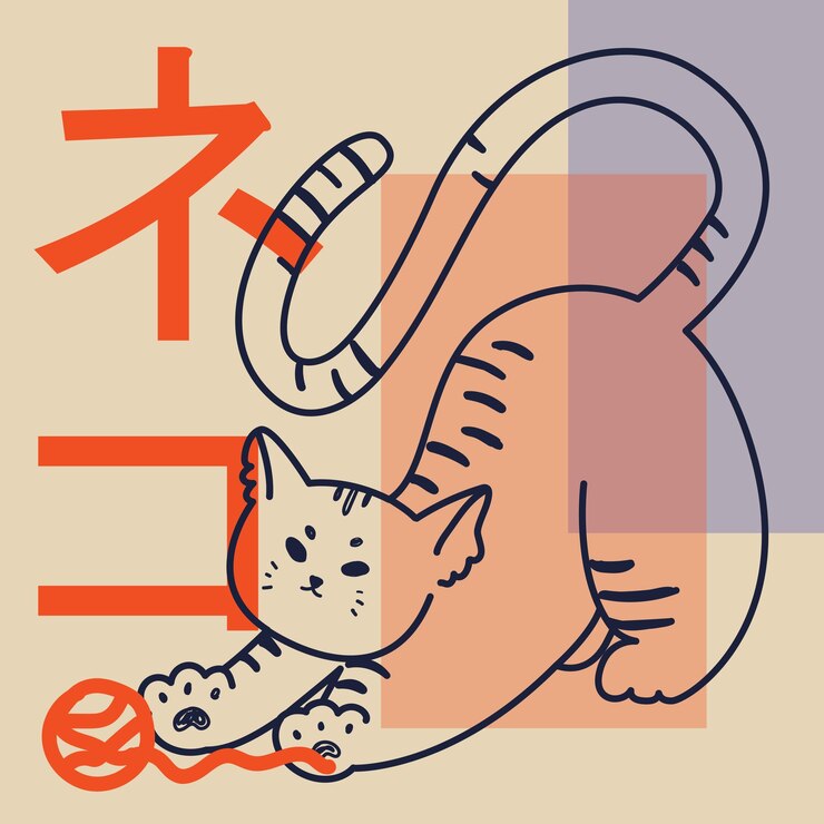 Illustrazione di un gatto che taglia mentre allunga il corpo