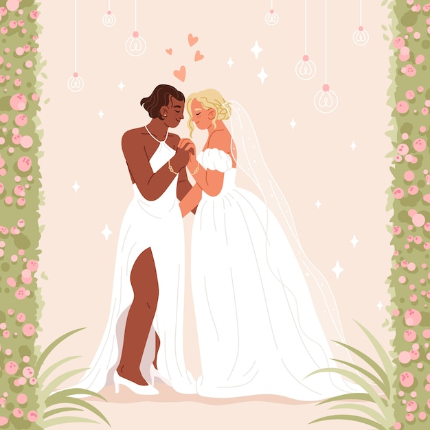 Illustrazione di un matrimonio piatto