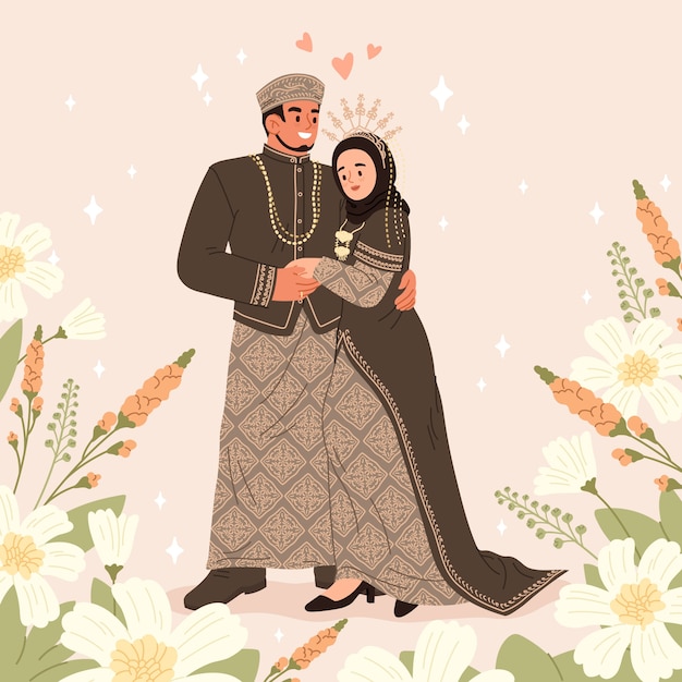 Illustrazione di un matrimonio piatto