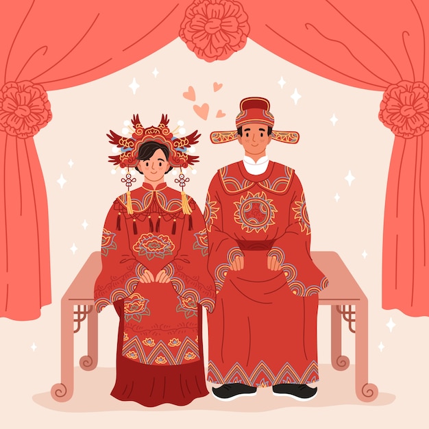 Illustrazione di un matrimonio piatto