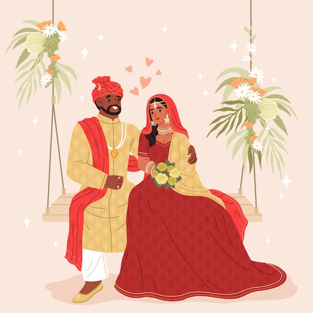 Illustrazione di un matrimonio piatto