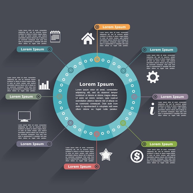 Illustrazione di un modello di infografia a cerchio vettoriale eps10