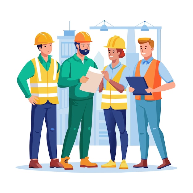 illustrazione di un operaio del magazzino di costruzione