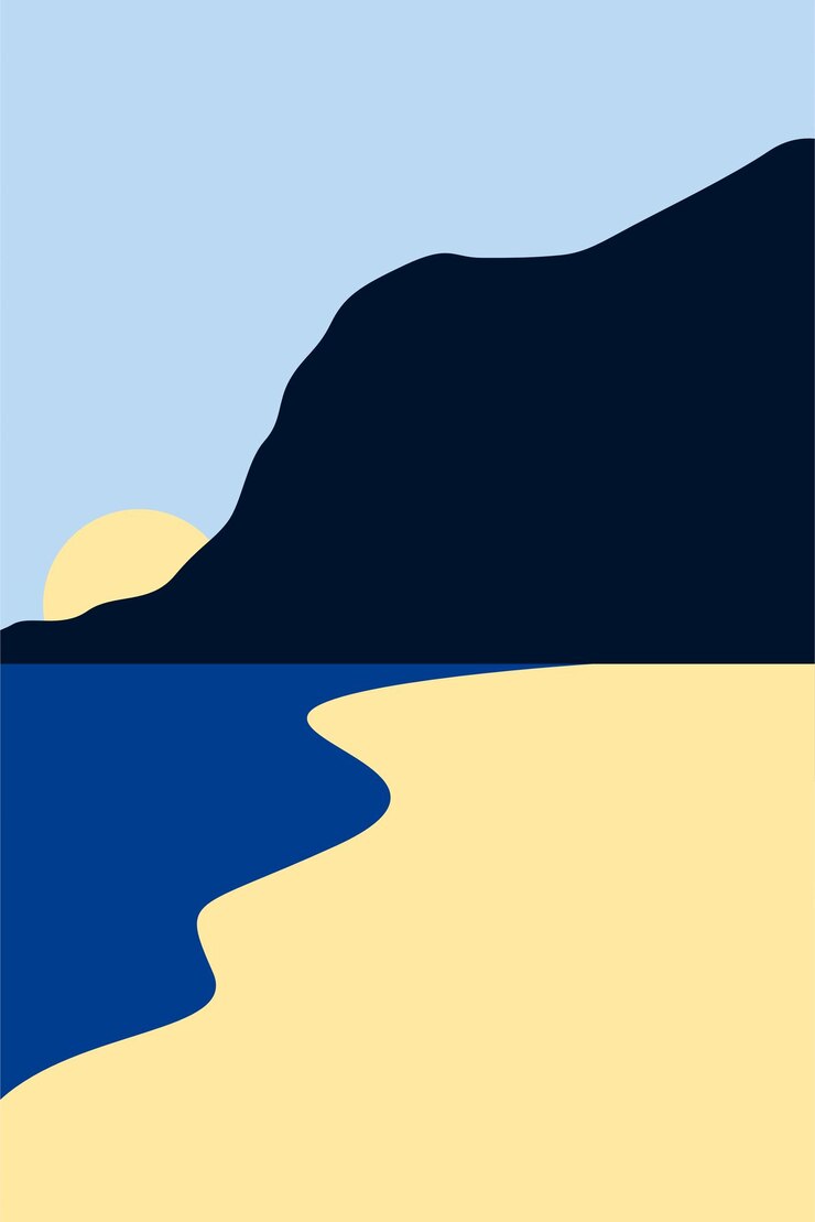 Vettore illustrazione di un paesaggio marino minimalista astratto