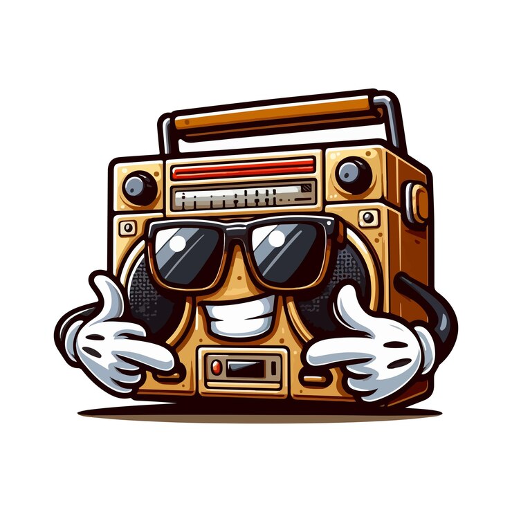 Vettore illustrazione di un personaggio di graffiti boombox