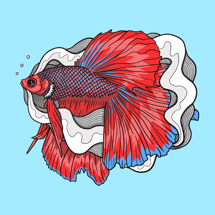 Vettore illustrazione di un pesce beta siamese che combatte