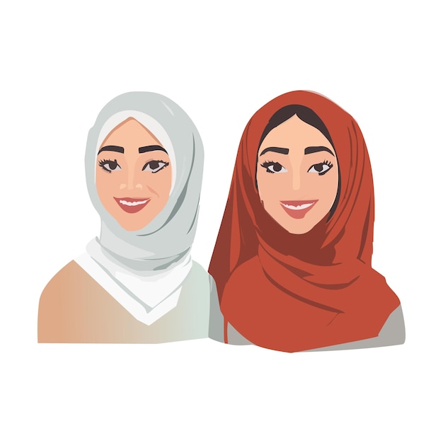 Illustrazione di un ritratto di ragazze musulmane