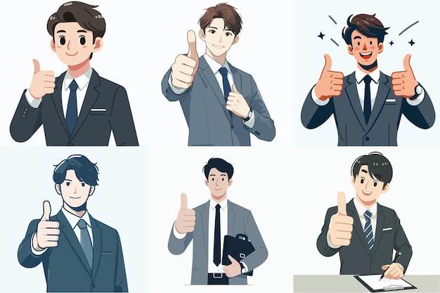 Illustrazione di un set di personaggi di ufficio in uno stile di design piatto