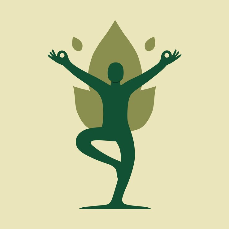 Illustrazione di un uomo in piedi su una gamba in verde