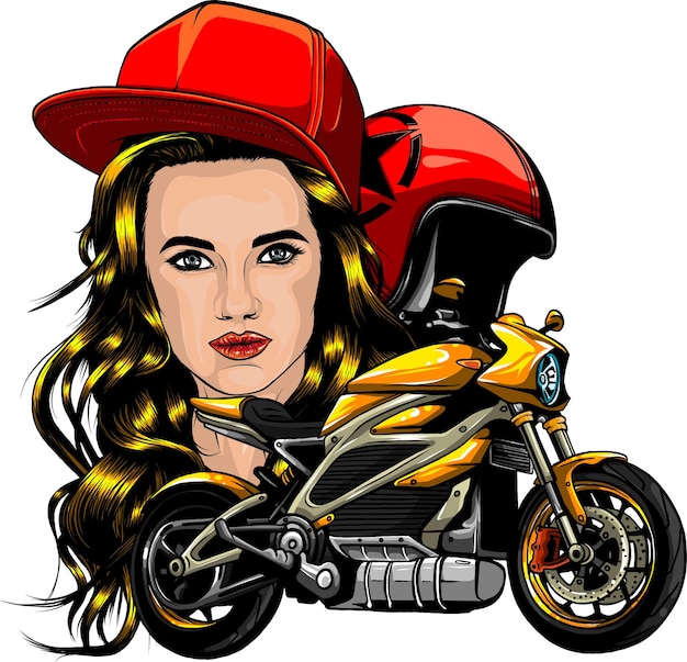 illustrazione di una bella donna sexy e bici sportiva