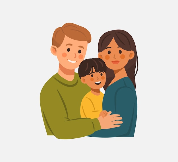 Illustrazione di una famiglia felice con genitori e figli