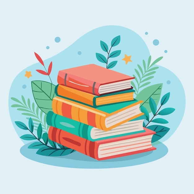 Illustrazione di una pila di libri disegnati a mano