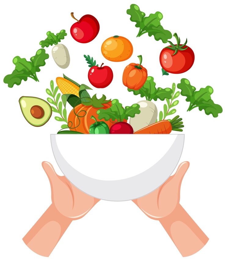 Vettore illustrazione di una saladina salata fresca salutare