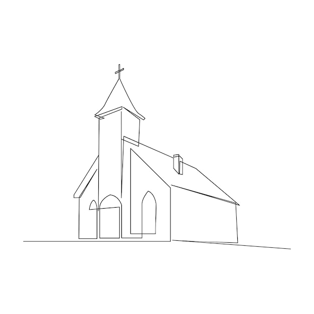 Illustrazione di una sola linea continua della chiesa
