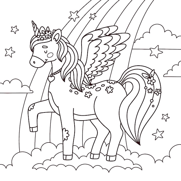 Illustrazione di unicorno disegnata a mano