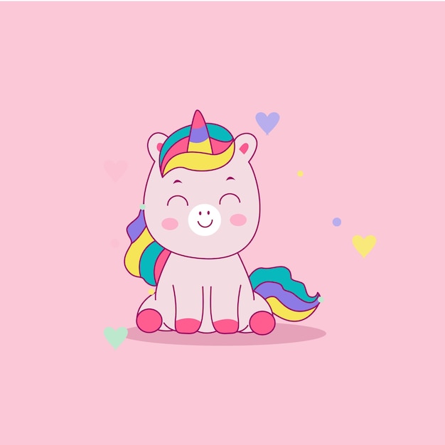 Illustrazione di unicorno simpatico cartone animato