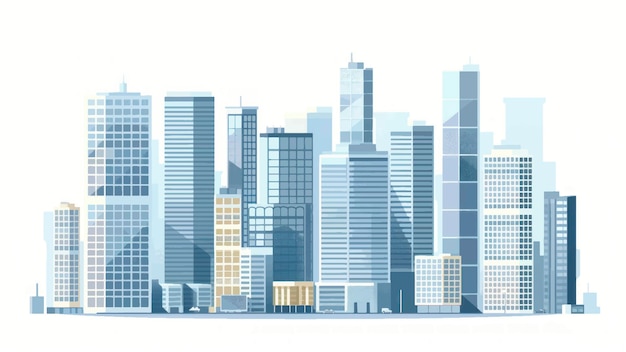 Illustrazione di uno skyline della città moderna con alti grattacieli