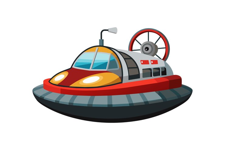 Vettore illustrazione di veicolo piatto per il trasporto idrico su hovercraft su sfondo bianco