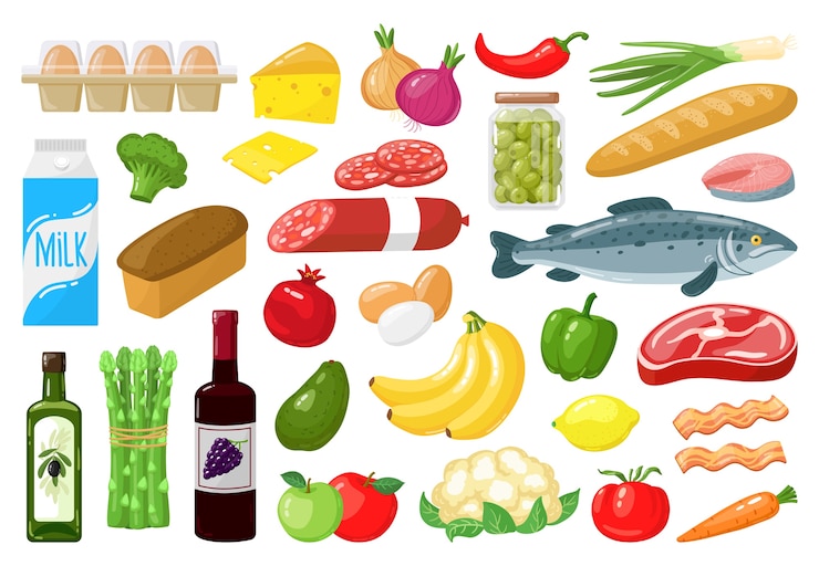 Vettore illustrazione di verdure dello shopping alimentare