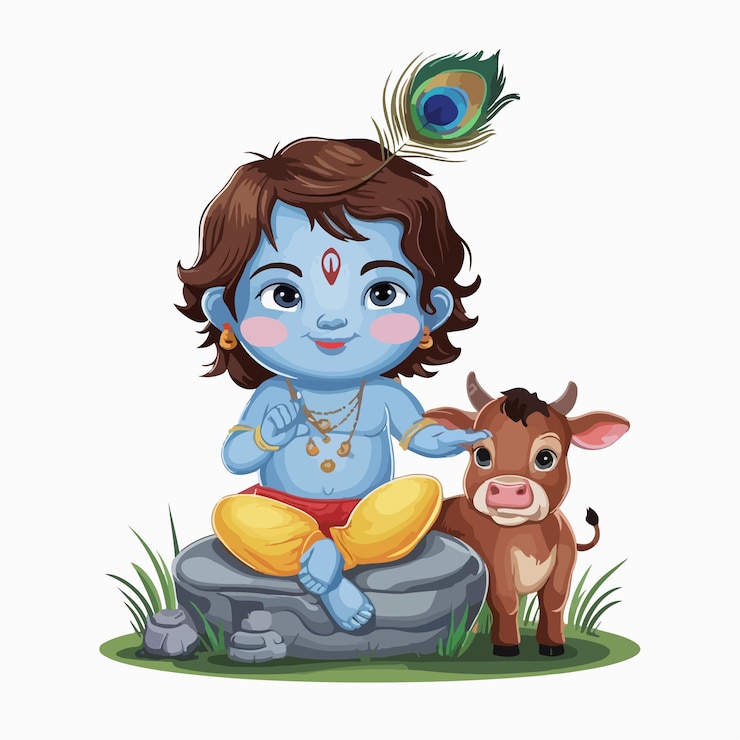 Vettore illustrazione di vetor del dio indù krishna
