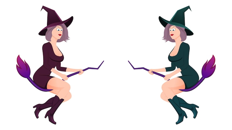 Vettore illustrazione di vettore del carattere felice della strega di halloween su priorità bassa bianca