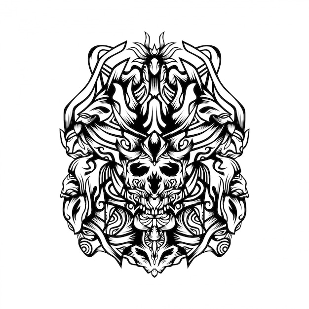 Illustrazione di vettore del cranio brava