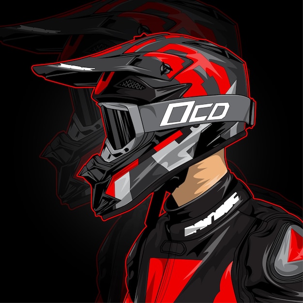 Illustrazione di vettore del disegno dell'uomo di motocross
