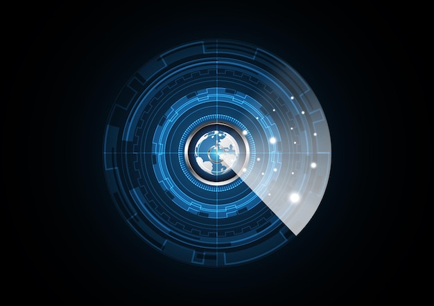 Illustrazione di vettore del fondo del cerchio di sicurezza del radar del globo di potere del futuro astratto di tecnologia