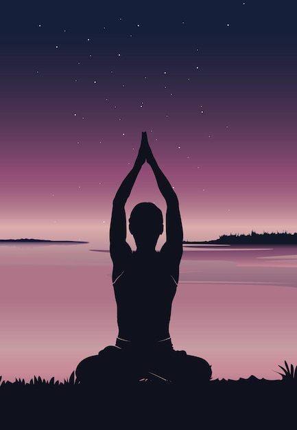 Illustrazione di vettore del fondo di yoga della siluetta