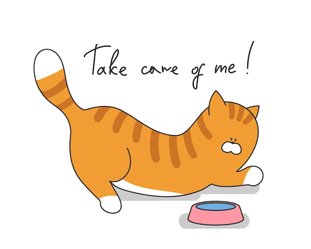 Illustrazione di vettore del gatto sveglio del fumetto. Carattere divertente dell'animale domestico con lo slogan.