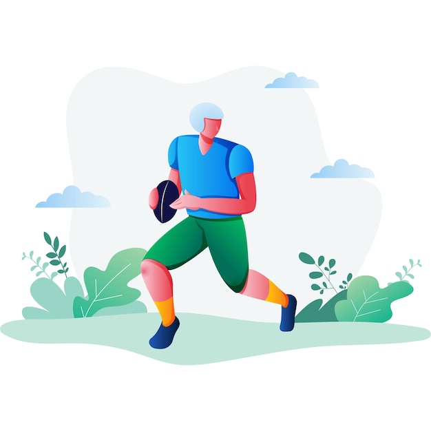Illustrazione di vettore del giocatore di rugby