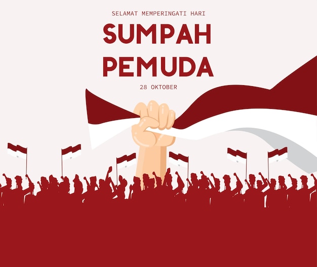 Illustrazione di vettore del giorno dell'impegno della gioventù indonesiana felice. Poster Design Sumpah Pemuda