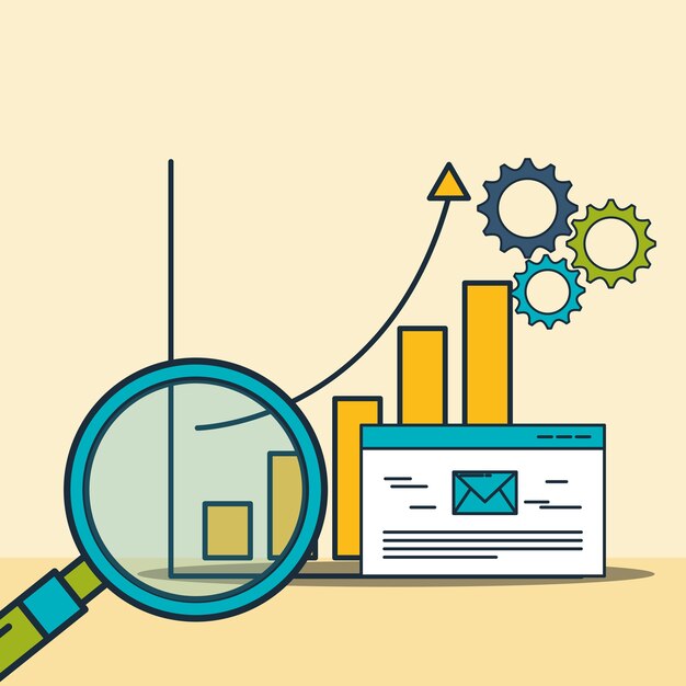 illustrazione di vettore del grafico di email di ricerca di marketing digitale