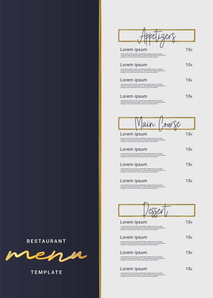 Vettore illustrazione di vettore del menu del ristorante elegante