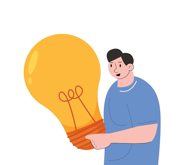 Illustrazione di vettore del personaggio dei cartoni animati di uomini che tengono le lampadine