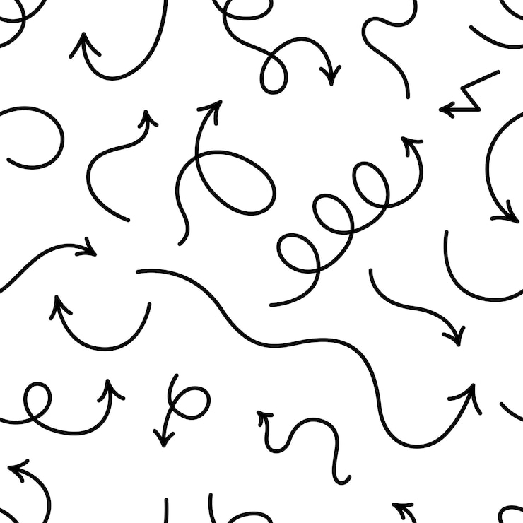 Vettore illustrazione di vettore del reticolo senza giunte di doodle freccia