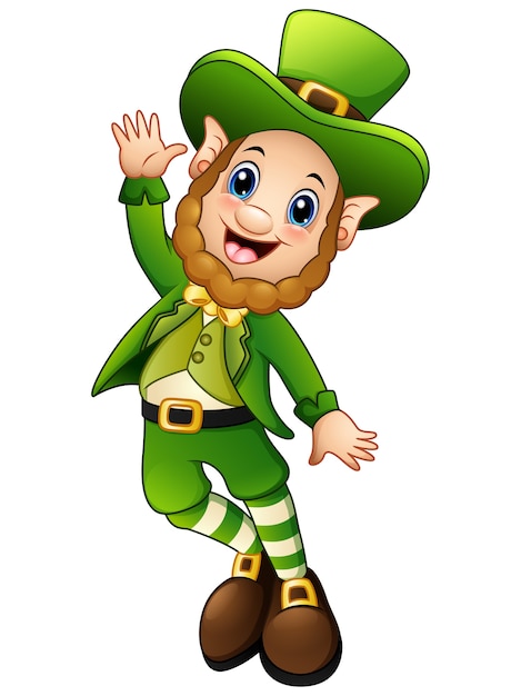 Illustrazione di vettore del salto divertente del leprechaun del fumetto