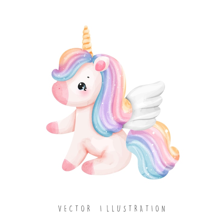 Illustrazione di vettore dell'arcobaleno dell'unicorno dell'acquerello